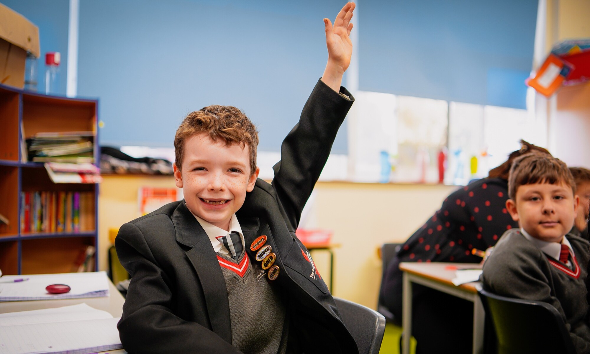 The Vale Academy pupil with his hand up