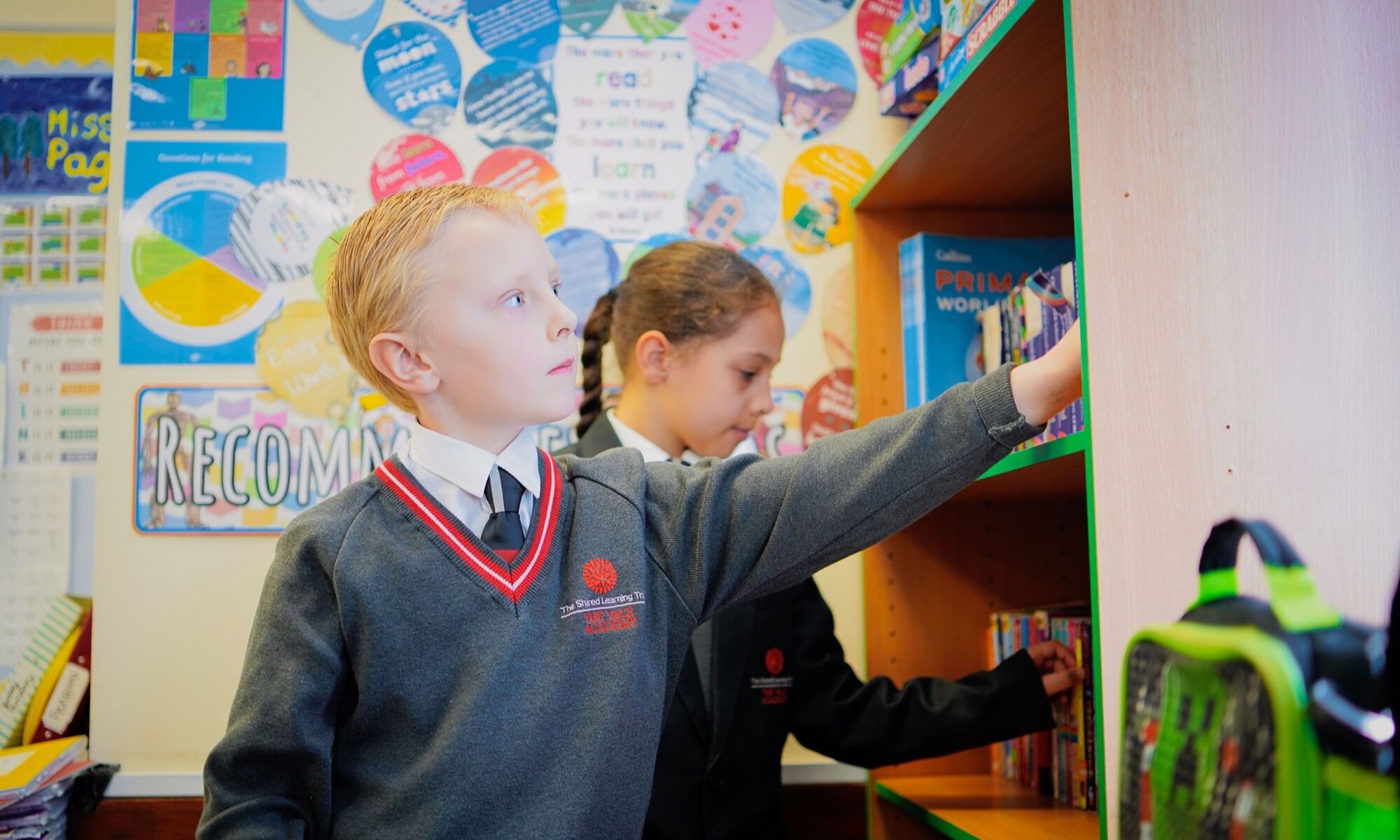 The Vale Academy pupils in the school library